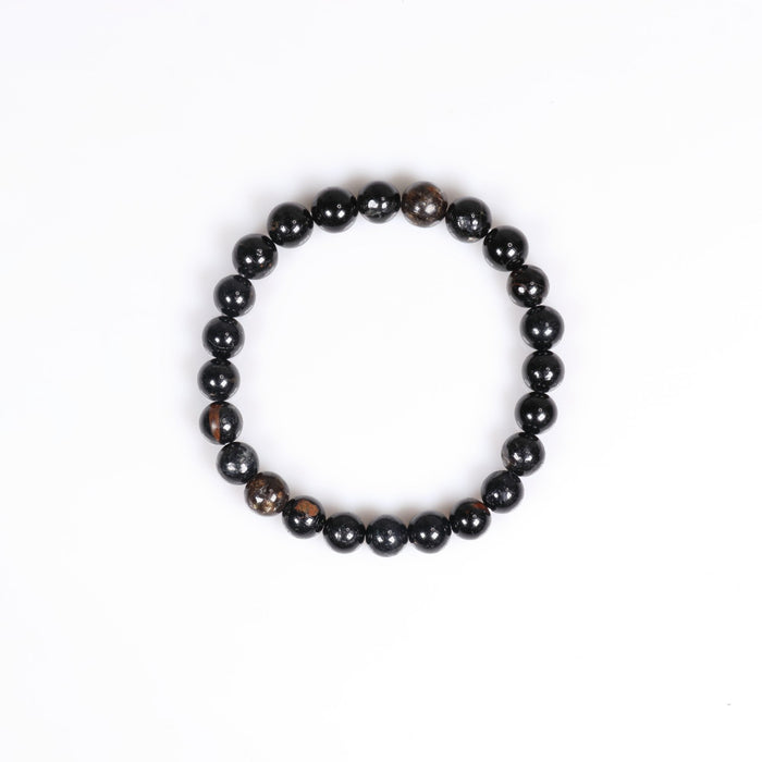 Tourmaline (Black), Metal Free Bracelet, 8mm, 5 Pieces in a Pack