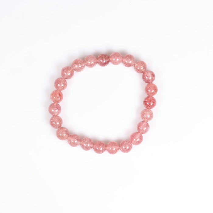 Quartz (Strawberry), Metal Free Bracelet, 8mm, 5 Pieces in a Pack