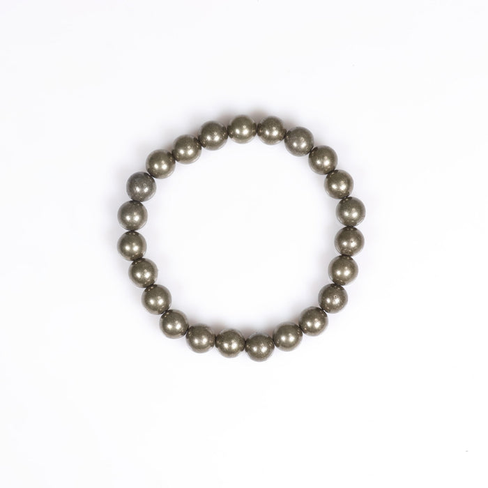 Pyrite, Metal Free Bracelet, 8mm, 5 Pieces in a Pack