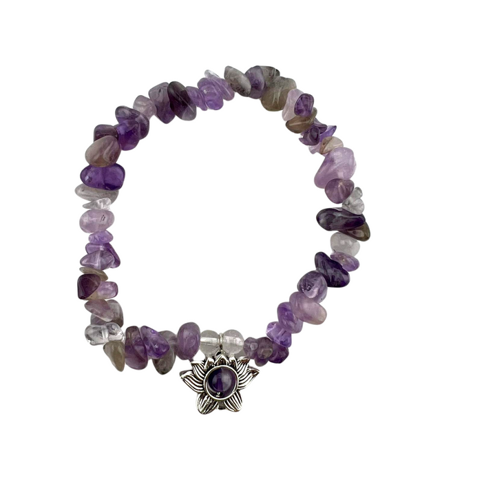 Amethyst Chipped Stone Bracelet, 5 Pieces in a Pack