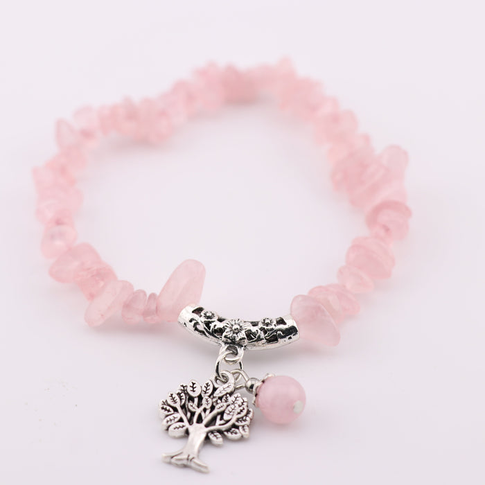 Rose Quartz Chipped Stone Bracelet, 5 Pieces in a Pack