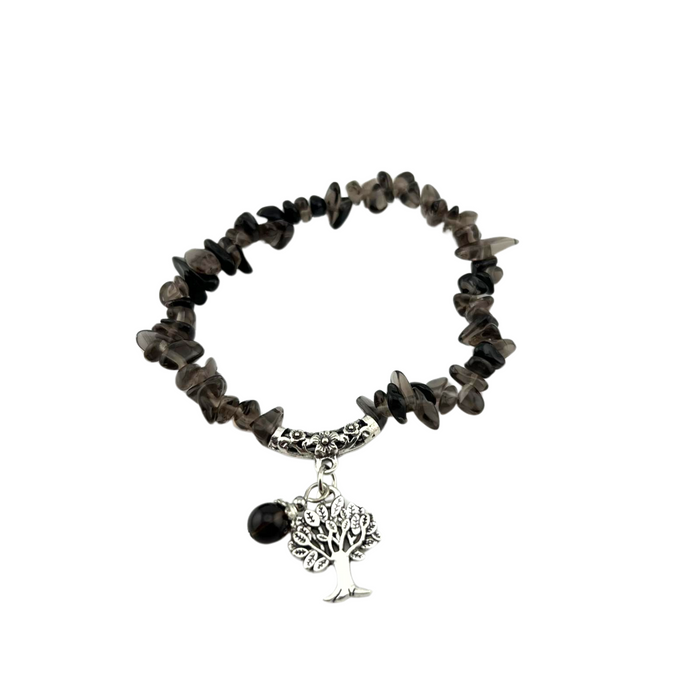 Smoky Quartz Chipped Stone Bracelet, 5 Pieces in a Pack