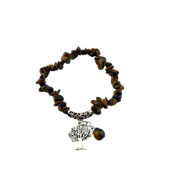 Tiger Eye Chipped Stone Bracelet, 5 Pieces in a Pack