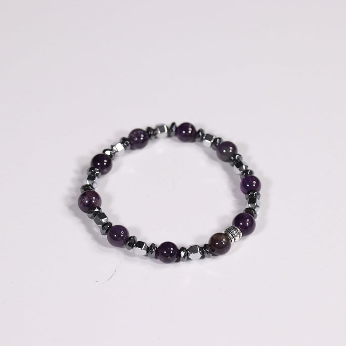 Amethyst & Hematite Bracelet, 8mm, 5 Pieces in a Pack