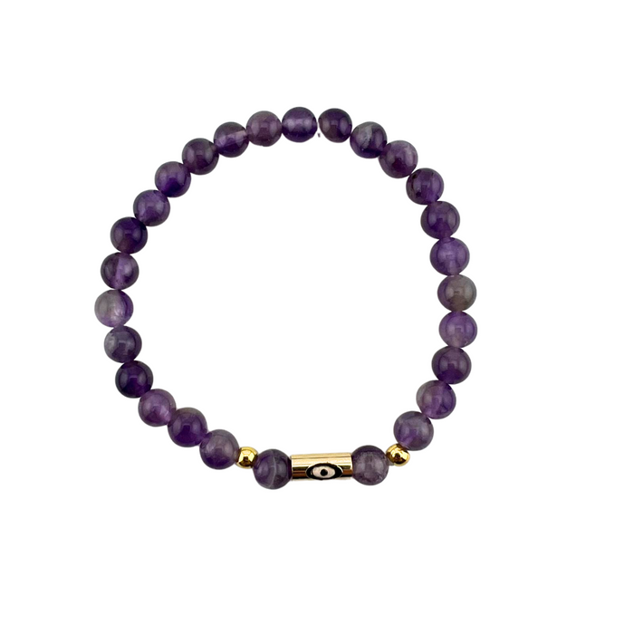 Amethyst Bracelet, 6mm, 5 Pieces in a Pack