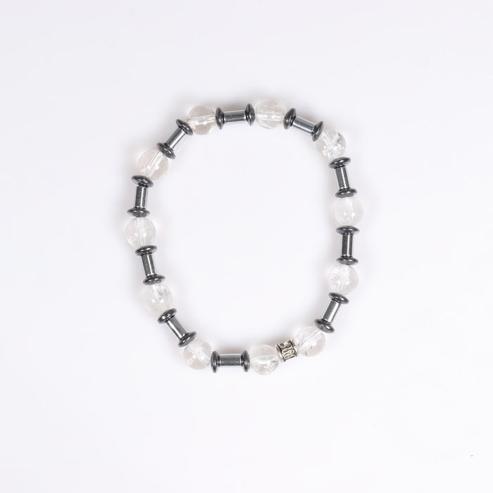 Clear Quartz & Hematite Bracelet, 8mm, 5 Pieces in a Pack