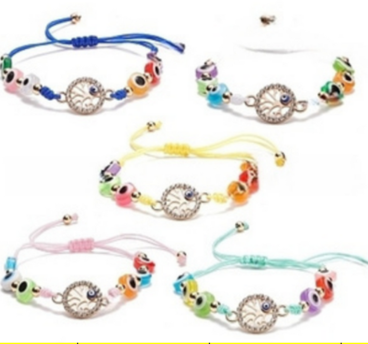 Nazar (Evil Eye) Macrame Bracelet, Lampwork Beads, 20 Pieces in a Pack