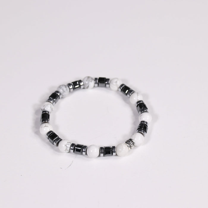 Howlite & Hematite Bracelet, 8mm, 5 Pieces in a Pack