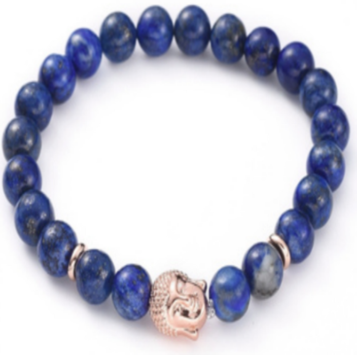 Lapis Lazuli & Buddha Bracelet, 8mm, 5 Pieces in a Pack