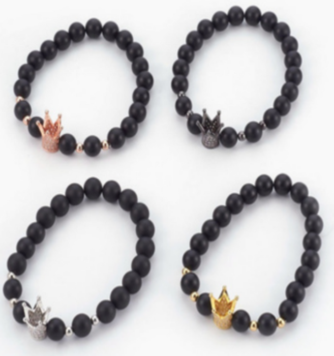 Black Onyx Mix Pack Bracelets, 8mm, 5 Pieces in a Pack