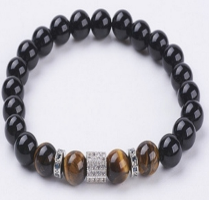 Onyx & Tiger Eye Bracelet, 8mm, 5 Pieces in a Pack