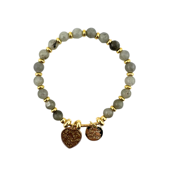 Labradorite Bracelet, 6mm, 5 Pieces in a Pack