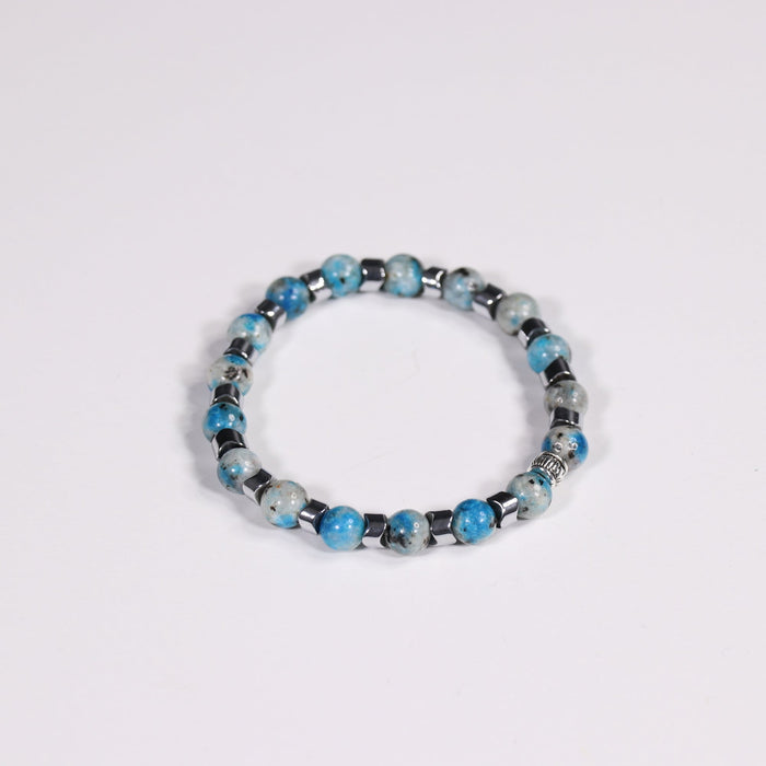 Lapis Lazuli  & Hematite Bracelet, Silver Color, 8 mm, 5 Pieces in a Pack #273
