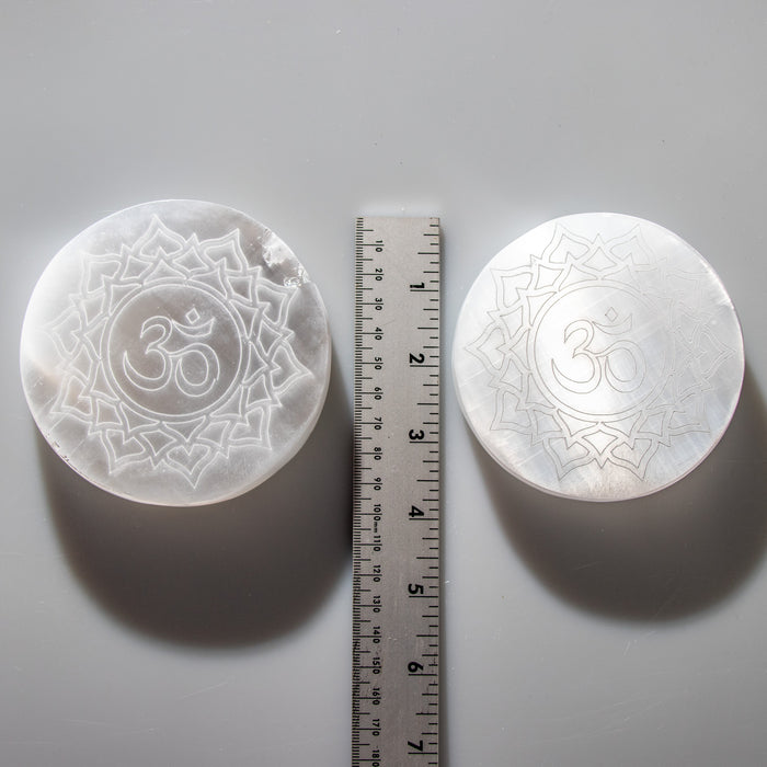 Selenite Engraved Round Charging Plate, 3" Inch, 1 Piece