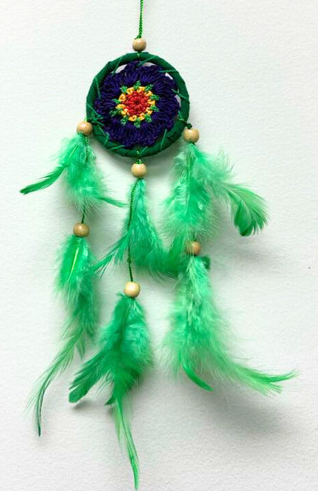 Mini Crochet Dream Catcher, with Colorful Feathers, 5 Pieces in a Pack #SM13