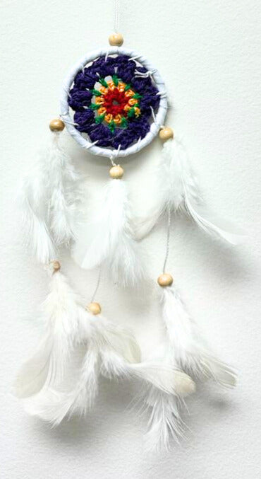 Mini Crochet Dream Catcher, with Colorful Feathers, 5 Pieces in a Pack #SM13