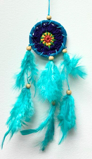 Mini Crochet Dream Catcher, with Colorful Feathers, 5 Pieces in a Pack #SM13