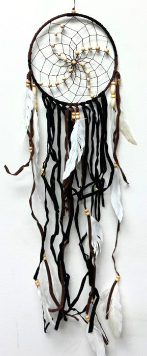 Dream Catcher, with Feathers and Wood Beads, 5 Pieces in a Pack #SM3FDB