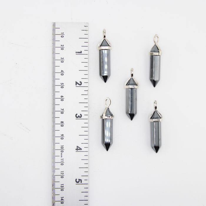 Hematite Point Shape Pendants, 0.30" x 1.5" Inch, 5 Pieces in a Pack, #063