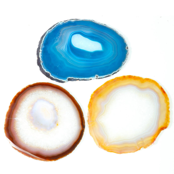 Natural Agate Slice, Model 9C,  8"-8,75" Inch, Assorted Color Mix, 10 Pieces in a Pack