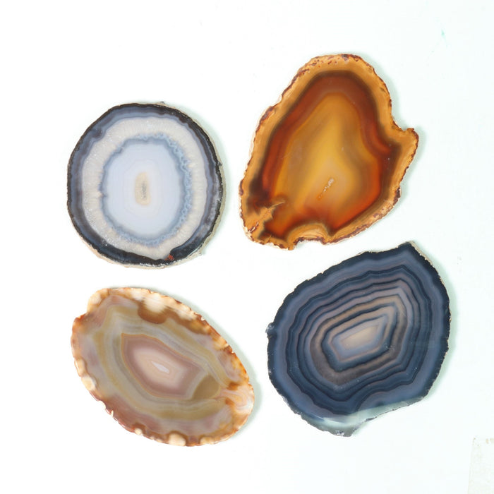 Natural Agate Slice, Model 1C, 3"-3,5" Inch, Assorted Color Mix, 10 Pieces in a Pack