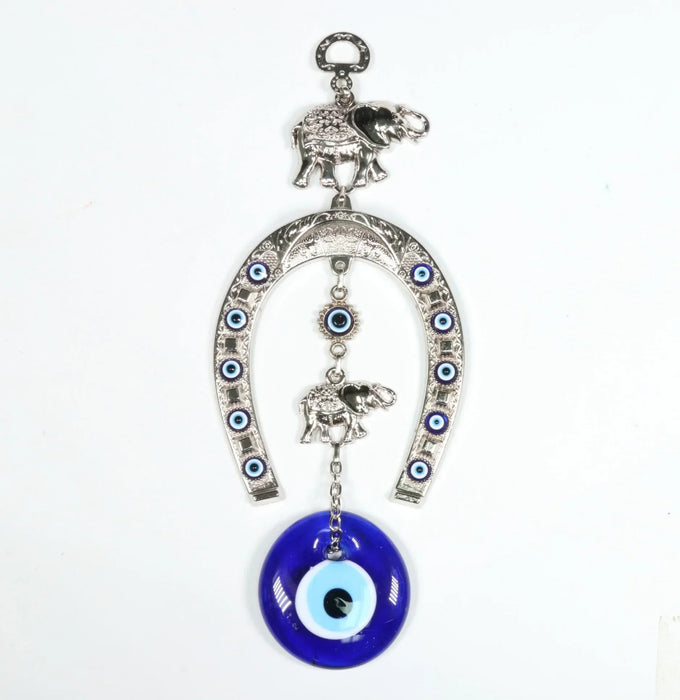 Horseshoe Authentic Evil Eye Wall Décor with Elephant Figure,  Zamak,   13" Inch, #673