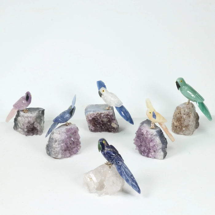 Crystal Bird, Hand Carved, 3"-4" Inch, 5 Pieces in a Pack, #001