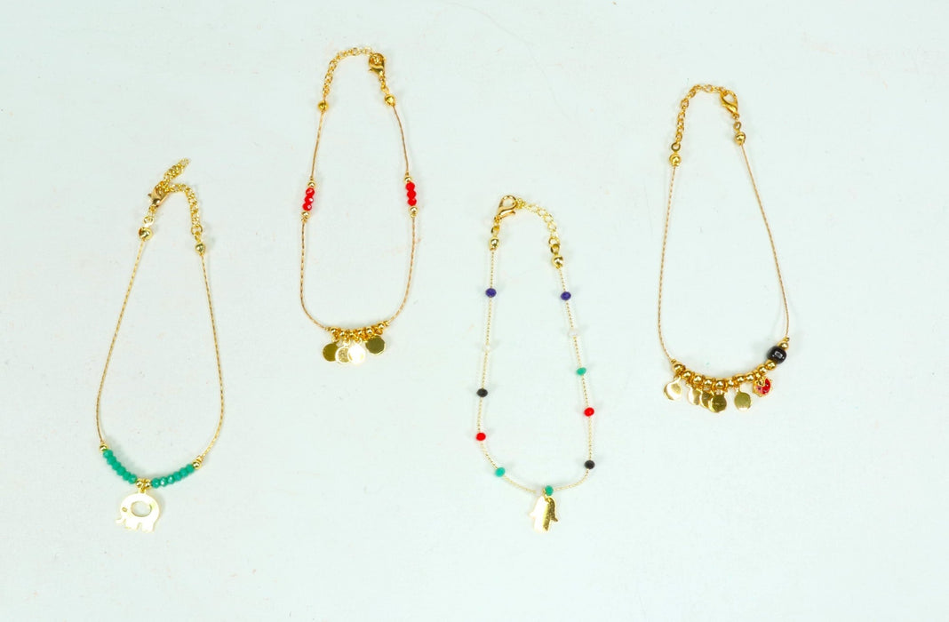 Anklet, Gold Tone, 5 Pieces in a Pack, #001