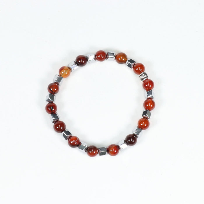 Carnelian & Hematite Bracelet, 8mm, 5 Pieces in a Pack