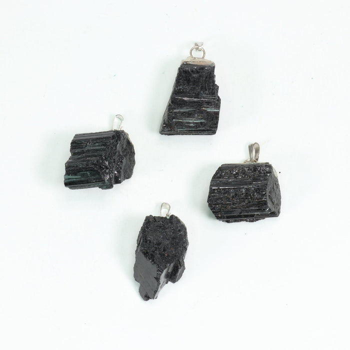 Black Tourmaline Mixed Shape Pendants, 5 Pieces in a Pack, #077