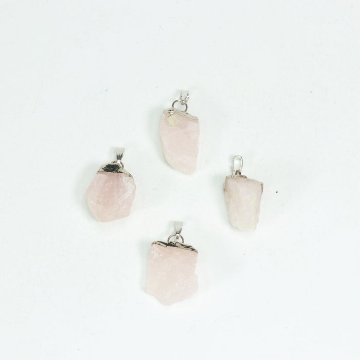 Rose Quartz Raw Shaped Pendants, 5 Pieces in a Pack, #027