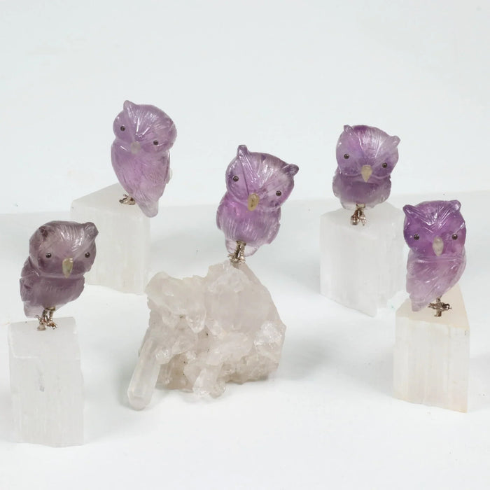 Crystal Owl, Hand Carved, 4"-5" Inch, 5 Pieces in a Pack, #003