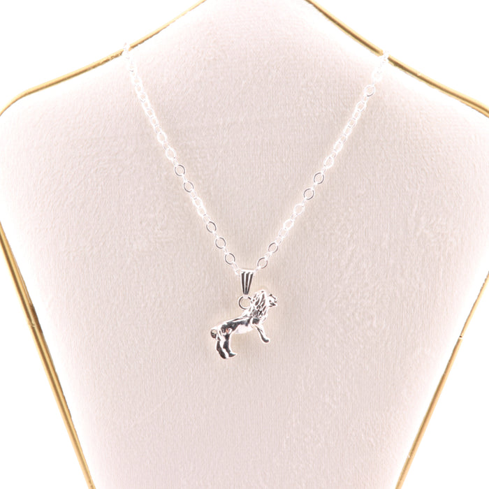 Metal Necklace, with Lion Figure Pendant, Silver Color, 5 Pieces in a Pack, #020