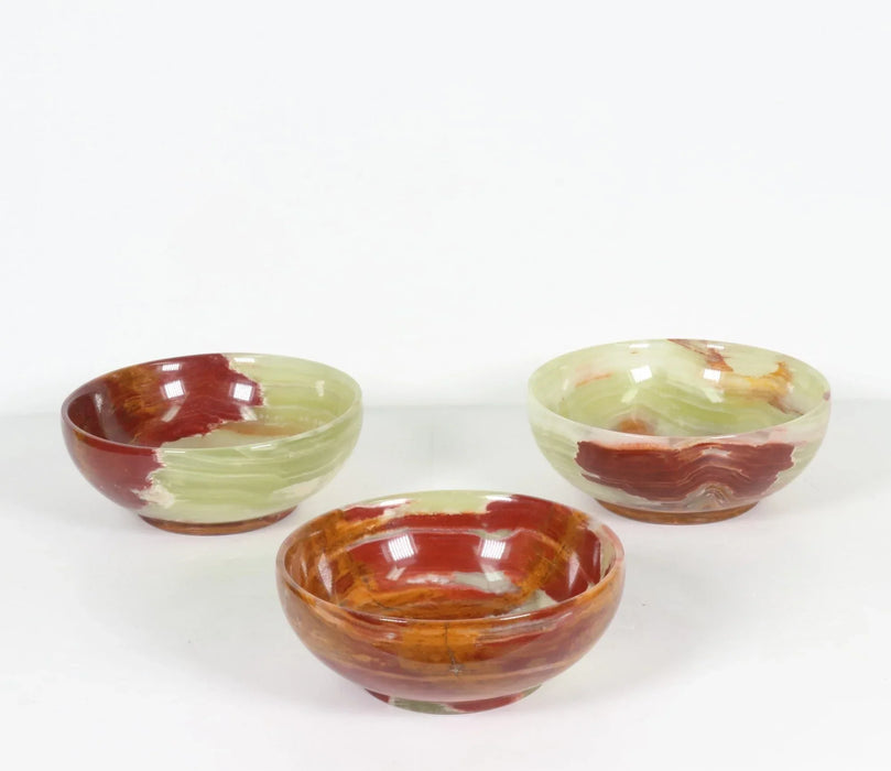 Green Onyx Bowl, Hand Carved, 2" x 4" Inch, 10 Pieces in a Pack, #004