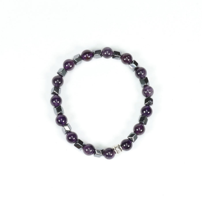 Amethyst & Hematite Bracelet, 8mm, 5 Pieces in a Pack