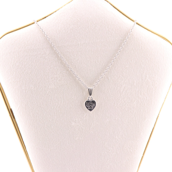 Metal Necklace, with  Heart&Paw Figure Pendant, Silver Color, 5 Pieces in a Pack, #024