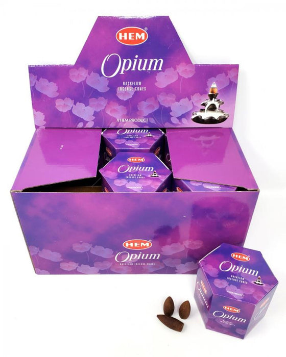 HEM  Opium Backflow Cones,  12 Pack  (40 cones each pack), 480 Cones