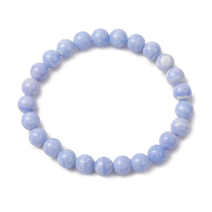 Agate (Blue Lace), Metal Free Bracelet, 8mm, 5 Piece in a Pack