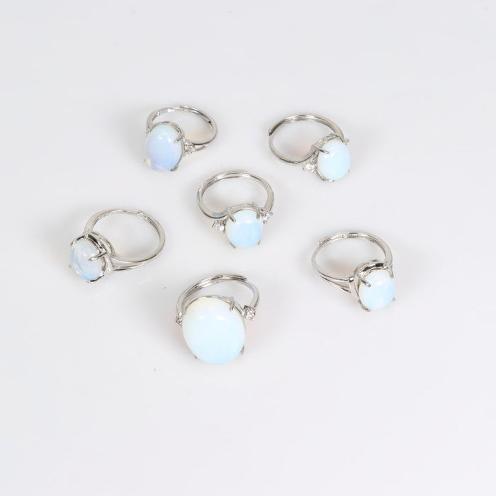 Opalite Shaped Ring, Adjustable Size, 10 Pieces in a Pack, #0033