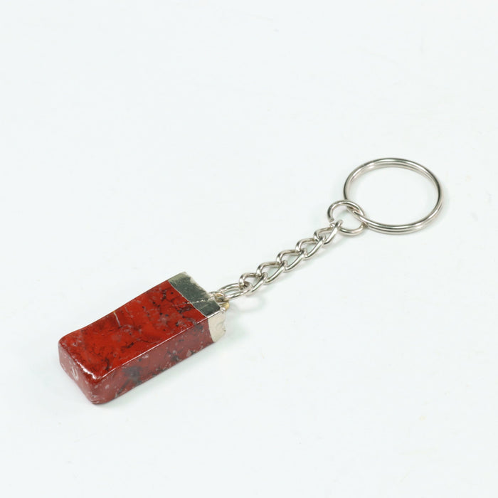 Red Jasper Key Chain, 0.45" x 1.80" x 0.25" Inch, 10 Pieces in a Pack, #031