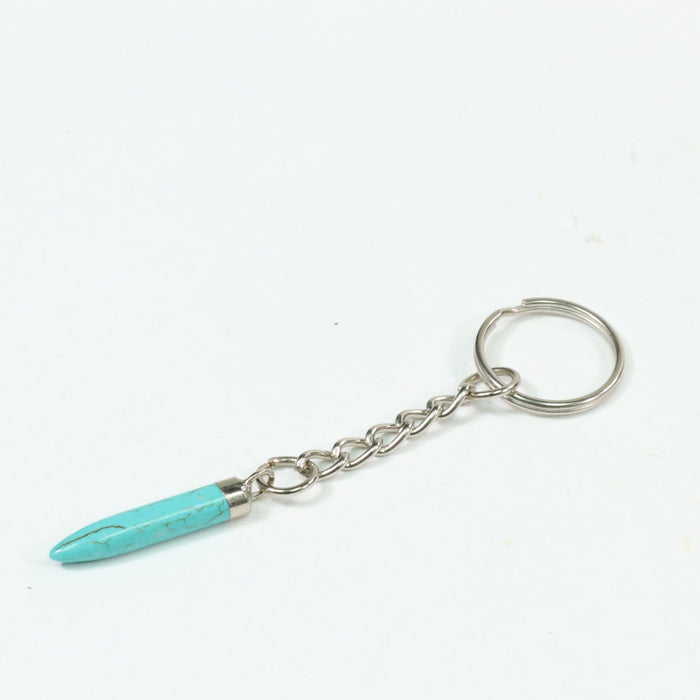 Turquoise-Howlite Key Chain, 0.20" x 1.20" Inch, 10 Pieces in a Pack, #004