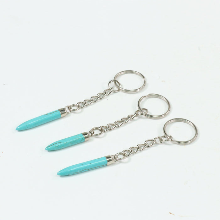 Turquoise-Howlite Key Chain, 0.20" x 1.20" Inch, 10 Pieces in a Pack, #004