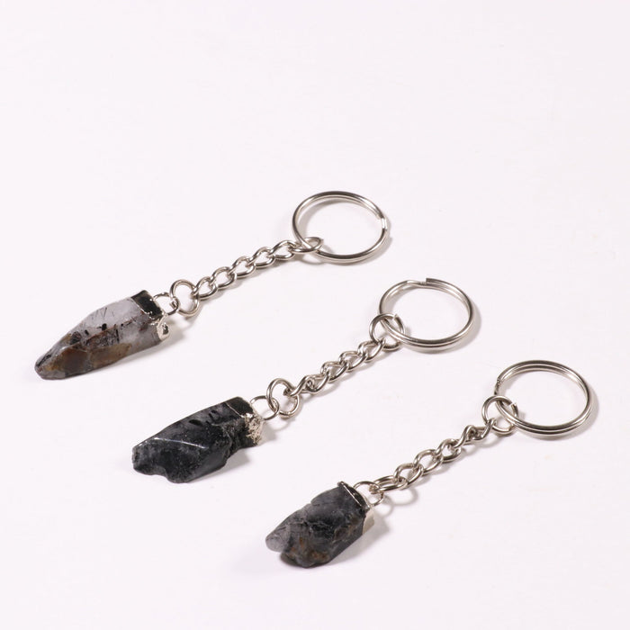 Tourmalinated Quartz Key Chain, 0.45" x 1.80" x 0.25" Inch, 10 Pieces in a Pack, #030