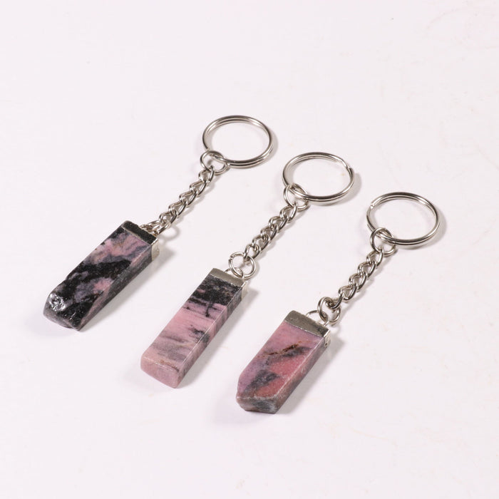 Rhodonite Key Chain, 0.45" x 1.80" x 0.25" Inch, 10 Pieces in a Pack, #002
