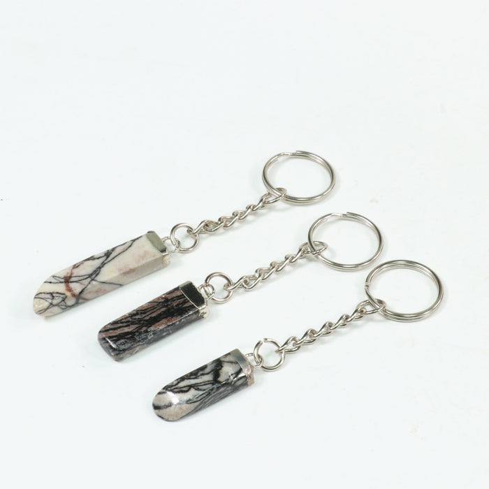 Net Stone Key Chain, 0.45" x 1.80" x 0.25" Inch, 10 Pieces in a Pack, #028