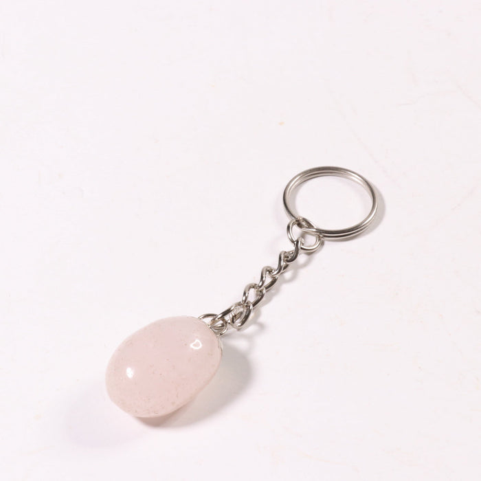 Rose Quartz Mixed Shape Key Chain, 0.55" x 1.10" Inch, 10 Pieces in a Pack, #016