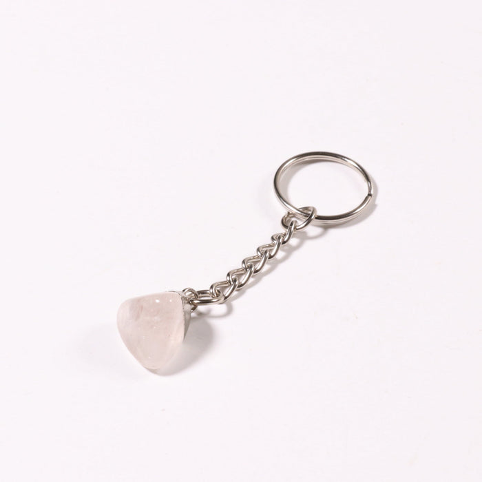 Rose Quartz Mixed Shape Key Chain, 0.70" x 0.90" x 0.40" Inch, 10 Pieces in a Pack, #037