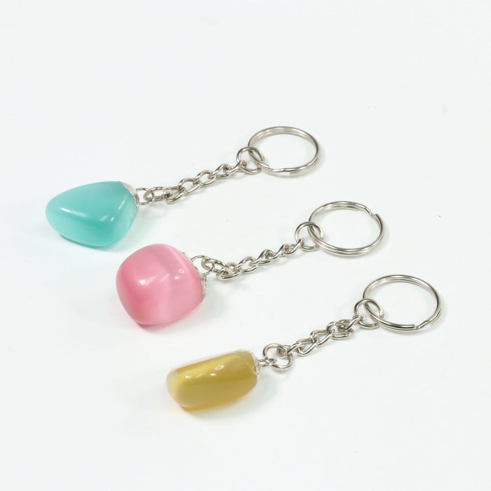 Cat's Eye Mixed Shape Key Chain, 0.55" x 1.10" Inch, 10 Pieces in a Pack, #056