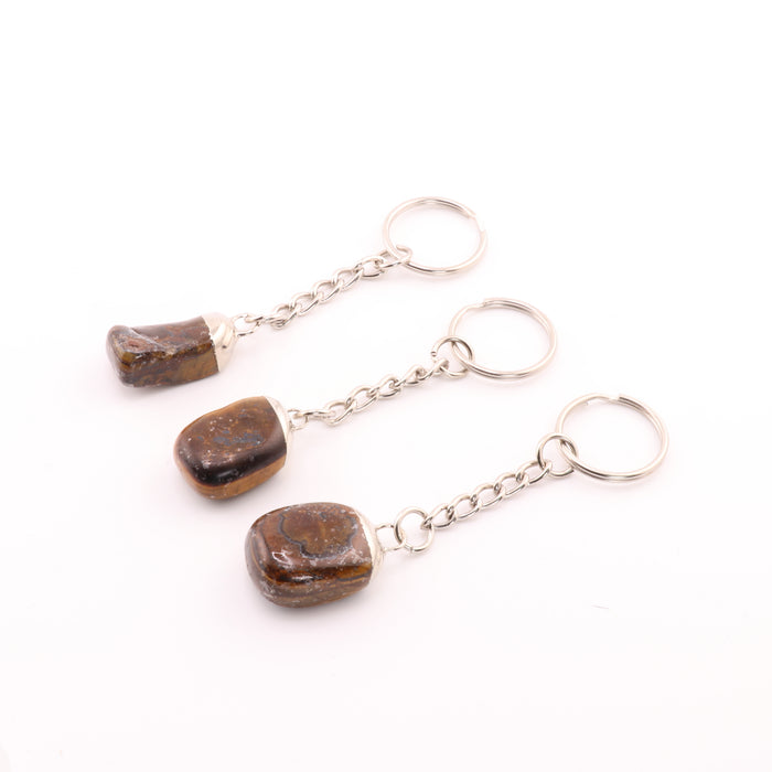 Tiger Eye Mixed Shape Key Chain, 0.55" x 1.10" Inch, 10 Pieces in a Pack, #021
