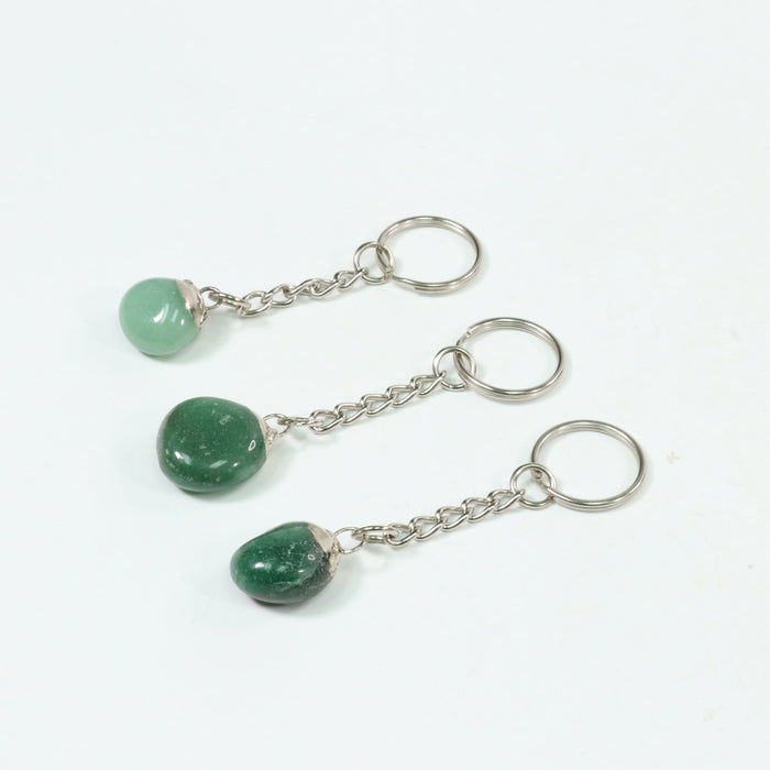 Green Aventurine Mixed Shape Key Chain, 0.55" x 1.10" Inch, 10 Pieces in a Pack, #038